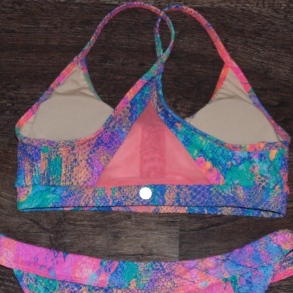 Salty Honey Bikini Set Women Size M Multi Color New Snakeskin Mesh 2 Piece Swim - Picture 8 of 9